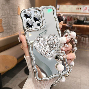 Custodia per telefono a catena antiurto argento <span class=keywords><strong>con</strong></span> supporto a cuore placcato Honatop per <span class=keywords><strong>iPhone</strong></span> 14 13 <span class=keywords><strong>11</strong></span> 12 Pro Max - Product Image 3