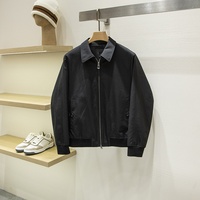 Blouson Bomber Homme Décontracté Chic à Col Rabattu Zippé en Toile Écologique avec Doublure de Haute Qualité et Poignets Côtelés sur le Devant