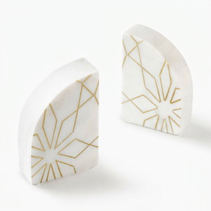 Juego de 2 sujetalibros decorativos de mármol blanco AK Brass, sujetalibros de mármol únicos para biblioteca, estantería, decoración del hogar - Product Image 5
