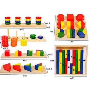 Qiaike Ensemble <span class=keywords><strong>de</strong></span> 14 pièces en bois Montessori pour l'apprentissage des formes géométriques, jeu <span class=keywords><strong>de</strong></span> puzzle <span class=keywords><strong>math</strong></span>ématique pour les enfants <span class=keywords><strong>de</strong></span> 2 à 3 ans, jouet unisexe - Product Image 3