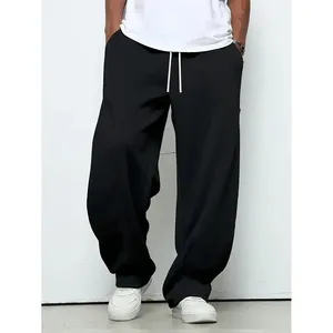 Pantalon de jogging unisexe en polyester, taille mi-haute, molleton épais, avec cordon de serrage, anti-boulochage, style formel, automne-hiver - Product Image 3