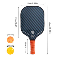 Raquette de pickleball haut de gamme en fibre de carbone, technologie de 3e génération, approuvée par USA Pickleball, avec sac de transport et de rangement pour l'extérieur