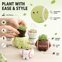 Jolie plante en pot de bureau, décoration d'intérieur, pot de fleurs succulentes, ornement de jardinage créatif en forme de ballon de baseball