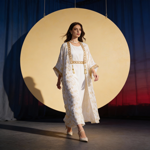 New Premium Custom Wholesale Elegant Luxury Foil Print Polyester Abaya <b>Dress</b> <b>for</b> Muslim <b>Women</b> - Product Image 2