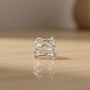 Anello in Argento Q517 a Forma di Pianta, Stile Punk Unisex, Orecchini a Polsino per Uso Quotidiano, Gioielli - Product Image 2