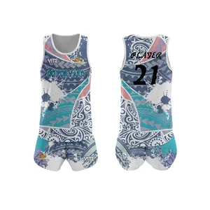 Witte en paarse effen rugbyshirtset met volledige sublimatieprint, op maat gemaakt rugby-uniform singlet - Product Image 2