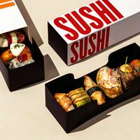 Caja de Embalaje Biodegradable para Sushi y Hamburguesas con Logotipo Personalizado, Caja de Embalaje Reciclable para Llevar, Caja de Entrega con Logotipo Negro y Rosa