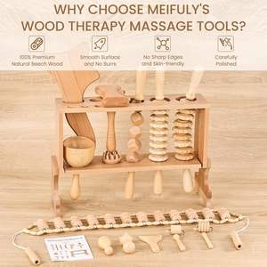 ชุดกล่องไม้ชุดเครื่องมือบำบัดเครื่องนวดป้องกันเซลลูไลต์พร้อมชั้นวางสุดหรูอุปกรณ์แกะสลักดูแลผิวหน้า - Product Image 3