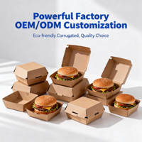 Caja de Hamburguesas de Papel Kraft Desechable Personalizada, Impermeable y Portátil para Sushi y Hamburguesas, Envase de Alimentos Reciclable