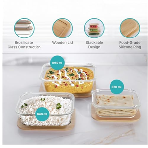 Boîte à bento professionnelle en verre avec couvercle en silicone pour emporter - Product Image 4