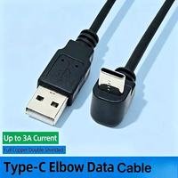 Câble de données USB-A vers Type-C coudé, charge rapide 3A, coudure à 90 degrés, matériau PVC, pour téléphones Android prenant en charge la transmission de données