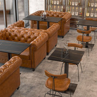 Ensemble de meubles de café, restaurant et bar moderne, banquette en cuir marron au design classique