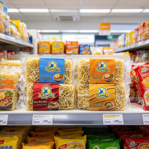 เส้นก๋วยเตี๋ยวเนื้อแน่น ไม่เนียนนุ่มแม้แช่น้ำนาน เหมาะสำหรับอาหารก๋วยเตี๋ยวแบบแพ็คกลับบ้าน อาหารก๋วยเตี๋ยวไข่แบบแพ็คกลับบ้าน - Product Image 1