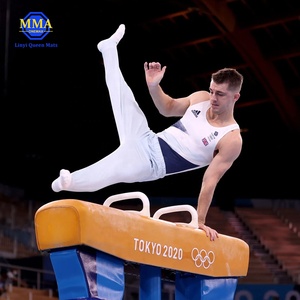 LYQUEEN Pommel Horse <span class=keywords><strong>de</strong></span> Gymnastique Scolaire, Hauteur Réglable 105-130cm, avec Chaîne <span class=keywords><strong>de</strong></span> Sécurité, Conforme aux Normes EN - Product Image 6