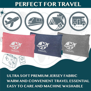 Couverture imprimée personnalisée Avions Couverture de voyage compacte en jersey de polyester dans un sac - Product Image 5