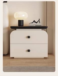 Sophisticated Modern Bedroom <strong>Nightstand</strong> with Leather Storage Bedroom Furniture - Product Image 5
