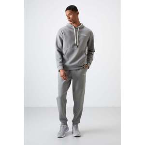 Conjunto Deportivo para Hombre en Algodón Gris Melange, Grueso, Suave, Texturizado, con Bordado - 85255 - Gb melange/gb melange - Product Image 1