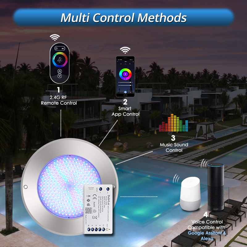 Description Picture 2 of item35W Rgb Wifi Tuya Control 10mm Slim Flat 316SS Led Underwater Light Wall Mounted Piscina Swimming Pool Lamp
