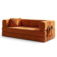 Sofá Cama Plegable Moderno de 4 Plazas, Sofá Convertible de Pana, Cama King Size, Sofá Modular 4 en 1 Combinable DIY