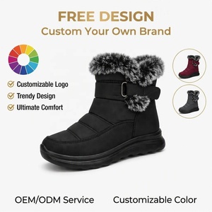 Bottes <span class=keywords><strong>de</strong></span> <span class=keywords><strong>neige</strong></span> <span class=keywords><strong>de</strong></span> luxe ultra-légères à semelle en PU pour femmes, bottines d'hiver imperméables avec fermeture éclair latérale et doublure en fausse fourrure, chaussures résistantes à la pluie - Product Image 1