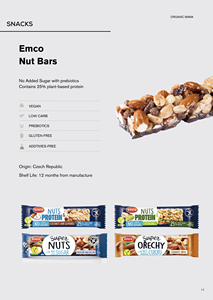 Barres de noix EMCO sans sucre ajouté, faibles en glucides, riches en protéines, à la noix de coco et aux amandes, 35g, texture ferme, collation pour l'heure du thé, remplacement de repas - Product Image 3