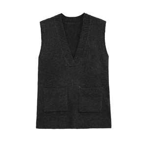 PB&ZA <b>Women</b> 2025 Autumn New Fashion Loose Wool V-neck Vest Sweater Vintage Sleeveless <b>Waistcoat</b> Chic Suits Knitted Tops - Product Image 4
