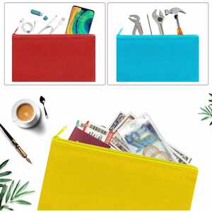 Blank Personalized Print Your Own Design Cosmetic Cotton Canvas Pencil Pouch Wholesale Bright Color Makeup Bag - Product Image 3