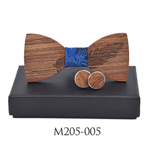 Nouvel ensemble de nœuds <span class=keywords><strong>papillon</strong></span> et boutons de manchette en <span class=keywords><strong>bois</strong></span> <span class=keywords><strong>sculpté</strong></span> pour homme, style décontracté, pour affaires - Product Image 5