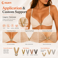 Connecteur en V central avant en alliage de zinc, sans rouille, durable, pour accessoires de maillot de bain, boucle en strass pour bikini et sous-vêtements, lavable