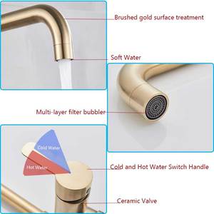 360 Rotation pliant en acier inoxydable évier de cuisine robinet brossé or chaud eau froide sans plomb salle de bain évier robinet <span class=keywords><strong>mitigeur</strong></span> - Product Image 3