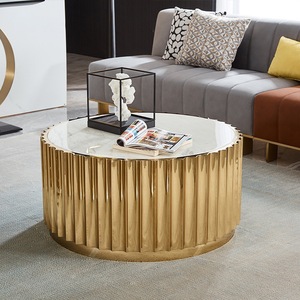 <span class=keywords><strong>2025</strong></span> venta al por mayor de lujo moderno Base de acero inoxidable mesa de centro de mármol de imitación superior duradero fácil de limpiar muebles de sala de estar para el hogar - Product Image 2