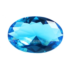 ขายส่งพลอยบลูโทแพซทรงรีขนาด 8*10 มม. ราคาต่อกะรัต เพชรประดิษฐ์ ซีเอ็มซี - Product Image 1