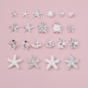 Breloques en alliage métallique argenté 3D pour nail art, en gros, pour manucure estivale, coquillages et diamants, accessoires de décoration pour filles - Product Image 5