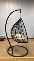Fauteuil suspendu moderne en osier, type hamac œuf, avec support métallique, résistant aux intempéries, style nid d'oiseau