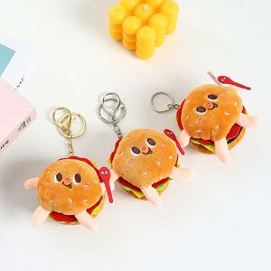Porte-clés en peluche mignons en gros : figurines miniatures de frites, hamburgers et hot-dogs, pendentifs souples pour sacs à dos/sacs - Product Image 2