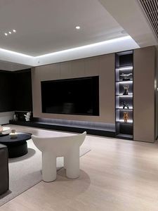 Modern Wood LCD <b>TV</b> Stand Set with Storage <b>Cabinets</b> for Living Room <b>Wall</b>-<b>Mounted</b> <b>TV</b> <b>Cabinets</b> - Product Image 4