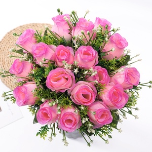 Bouquet de 18 roses artificielles en soie, toucher réel, pour centres de table de mariage, décorations de table, boule de fleurs, vente en gros - Product Image 2