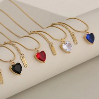 Kalung Liontin Hati Minimalis Zirkon Rantai Ular Bahan Stainless Steel Anti Alergi Perhiasan Cinta Sehari-hari untuk Wanita