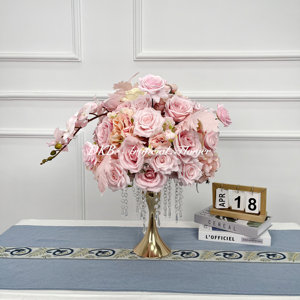 DKB Fleurs Artificielles Usine En Gros De Mariage Boule De Fleur Décoration Boule De Fleur De Soie Rose De Haute Qualité - Product Image 1