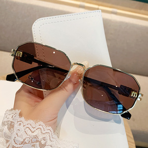 M Brand Polygonal <b>Sunglasses</b> Metal Frame UV400 Protection For Women Outings Cycling Driving - Product Image 3