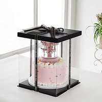Vente en gros Boîte d'emballage jetable transparente pour gâteau en PET en PP pour boulangerie de mariage Vernis carré pour aliments en conserve pour gâteau Pizza Candy