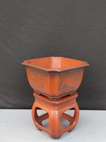 Pot à fleurs en argile violette de Yixing, design classique, avec base, grand pot carré haut, pour usage intérieur, 83 kg