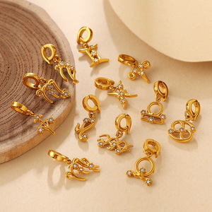 จี้รูปจักรราศีประดับเพชรพลอยสแตนเลสสำหรับผู้หญิง อุปกรณ์ DIY สำหรับสร้อยคอ สร้อยข้อมือ ชุดบิกินี่ - Product Image 1