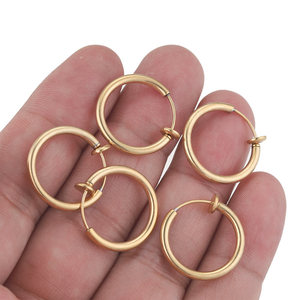 Clip on Hoop <b>Earrings</b> | 18K PVD Gold Plated Stainless Steel Non <b>Pierced</b> Ear Clip Hoops with Loop for DIY Charm Jewelry Making - Product Image 2