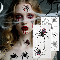 Pegatinas de Tatuajes Temporales Luminosos de Heridas y Cicatrices de Halloween, Kit de Maquillaje de Telaraña 3D, Pegatinas de Tatuajes Faciales Falsos Realistas