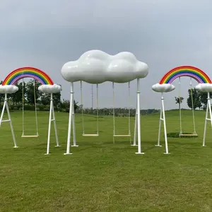 Rainbow Cloud Swing Outdoor Amusement Equipment Steel Mesh Red Cloud Seat with Drainage Photo Glass Scenic Garden Beauty