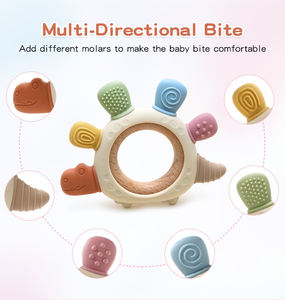 Mordedores de silicona para bebés de madera con forma de dibujos animados personalizados, juguetes de dentición de silicona sin BPA para bebés de 0 a 12 meses - Product Image 6