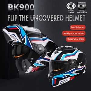 Nouveau <span class=keywords><strong>casque</strong></span> de moto de course intégral léger en ABS certifié Dot pour hommes Design rabattable avec double visière - Product Image 5
