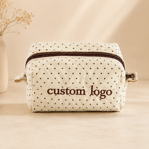Custom Simple Style Waterproof Storage Zipper <b>Make</b> <b>Up</b> <b>Bag</b> Polyester Cotton Cosmetics <b>Bag</b> With Embroidery Letter Logo - Product Image 1
