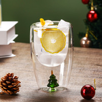Verre à cocktail en forme de sapin de Noël 250 ml – Tasse à whisky et jus transparente – Vaisselle de fête pour bar – Ensemble de verres décoratifs festifs